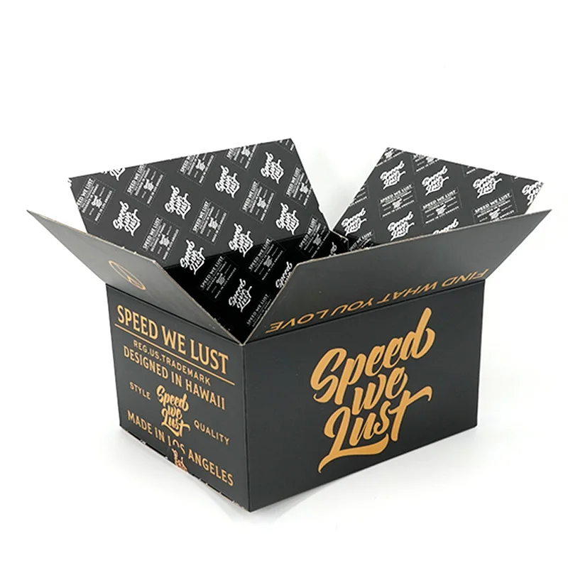 Free Sample Custom Printing Full Color Carton Sturdy Cargo Shipping Packing Delivery Corrugated Black Box Packaging