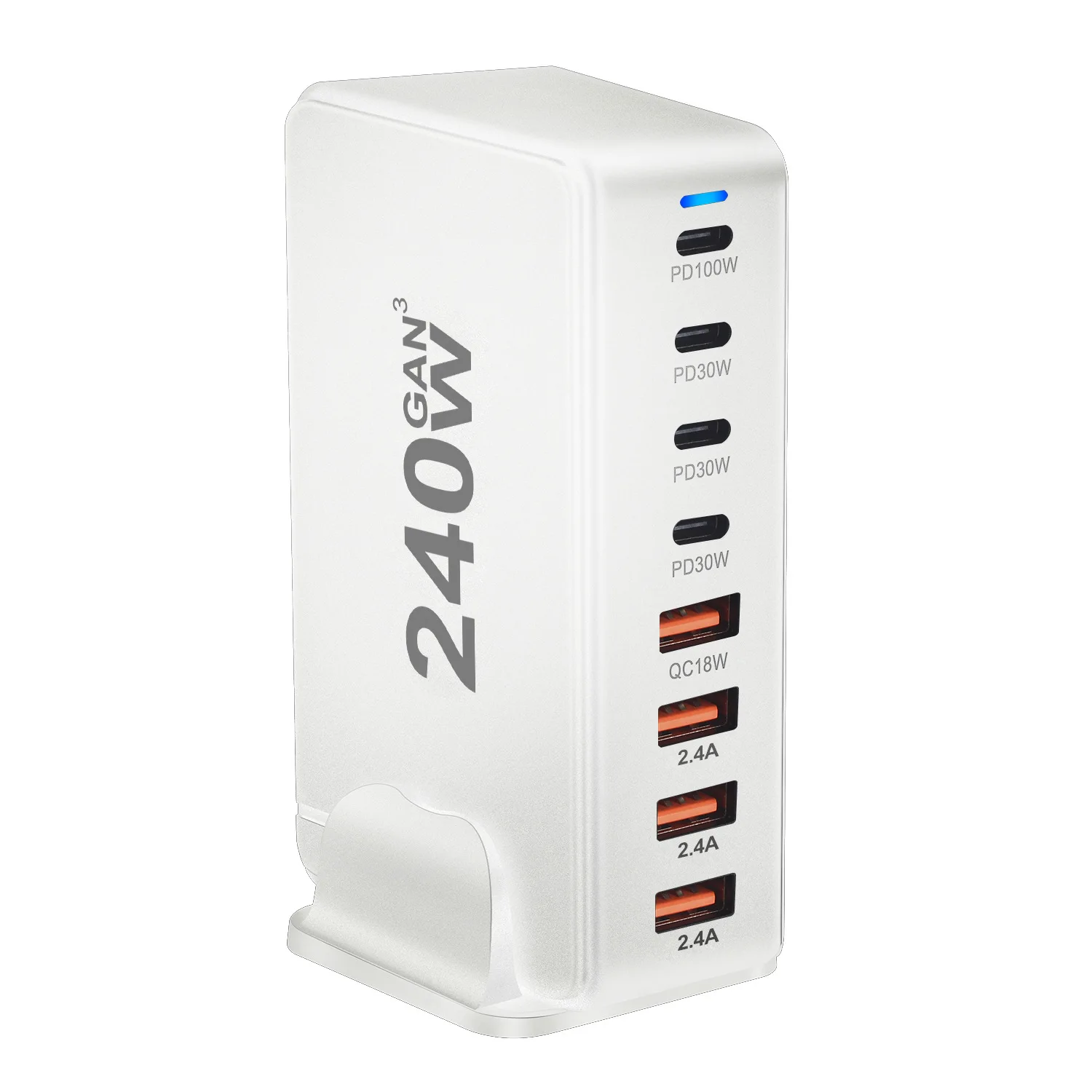 New 268W 240W GAN USB Type C Multi 8 port Desktop Travel Power Adapter PD Charger Wall Charger Stand