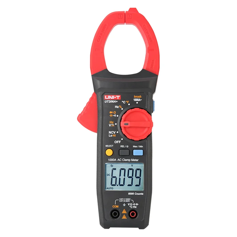 Newest UNI-T UT206A+ Multimeter RMS AC Current Mini Digital Clamp Meter 1000A Catia 1000V/catia ii 600V
