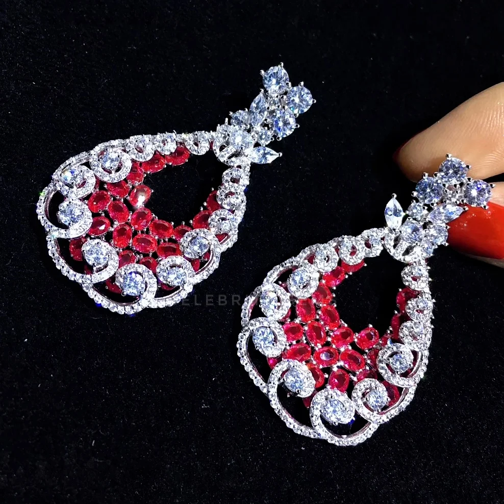 Wholesale Fine Jewelry High Quality Classical 925 Sterling Silver Luxury CZ Diamond Earrings