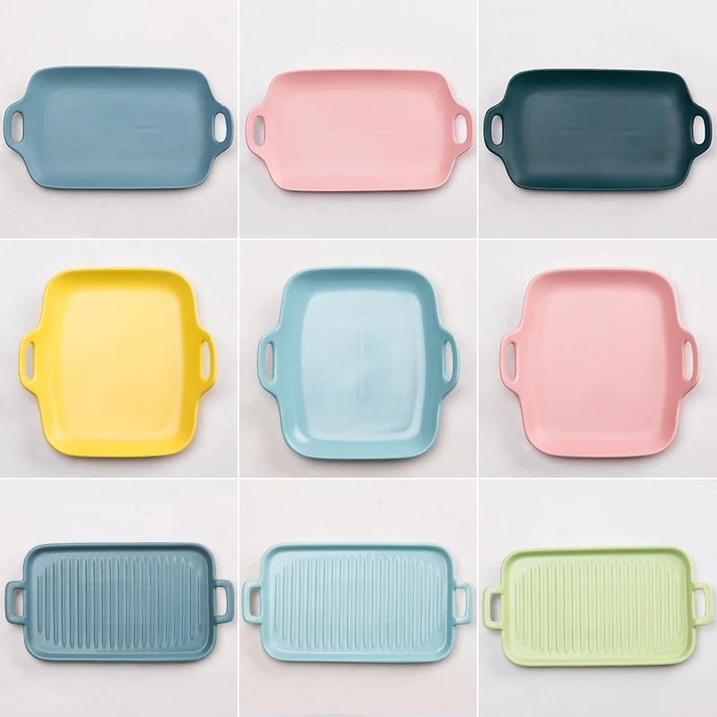 
Different Colorful Style Ceramic Baking Dish Ceramic Bakeware Microwave Bake Tray Baking Set Kitchenware With Handles 