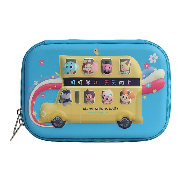 3D School Color Pencil Box Stationery Writin Pencil Case Holder Packaging Double Decker School Pen Box