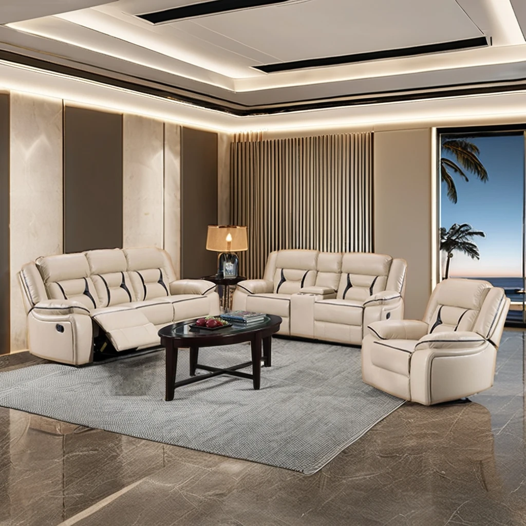 Modern Motion Sofa Set Leather Air Recliner Sofa Set Upholstery Recliner Set Customization Service