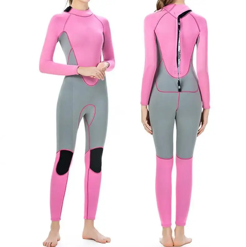 Женский двухцветный гидрокостюм с длинным рукавом