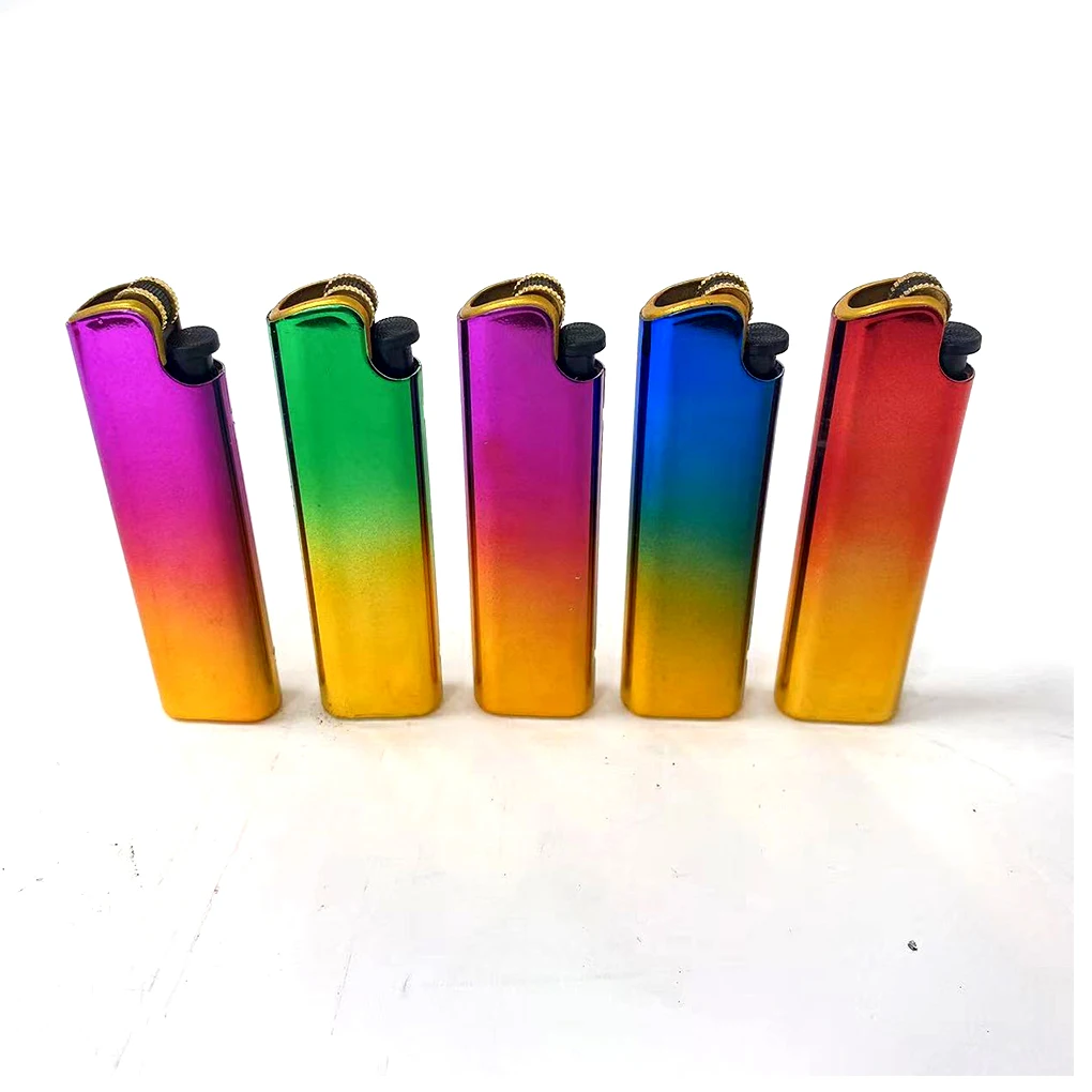 feuerzeug High quality and reasonable price customized color metal lighters flint stone flame lighters with coloful fire