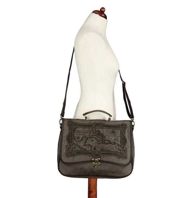 
Tiberio Dark Side Pirate Map Brown Vegan Leather Steampunk Messenger Bag IN WHOLESALE RATES 