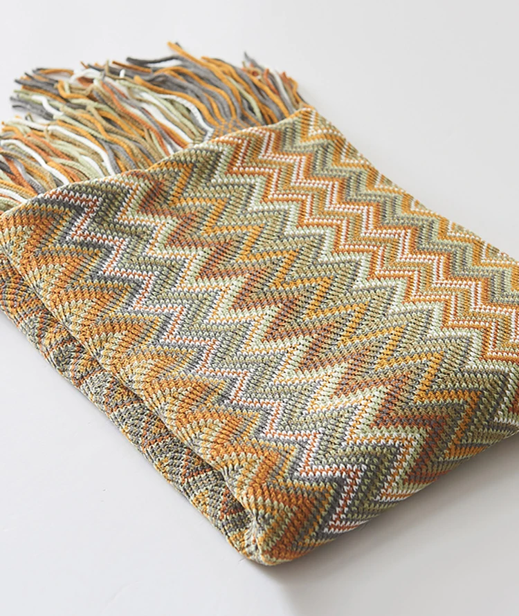 Custom cobijas knitted stripe soft decorative mexican bohemian nordic woven quilt throw blankets manufacturer for home decor