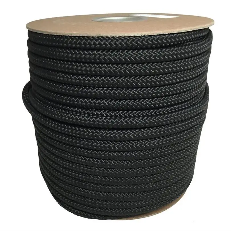 Factory wholesale  Black Dynamic Climbing Ropes Safety Rope 8mm Polyester Rope