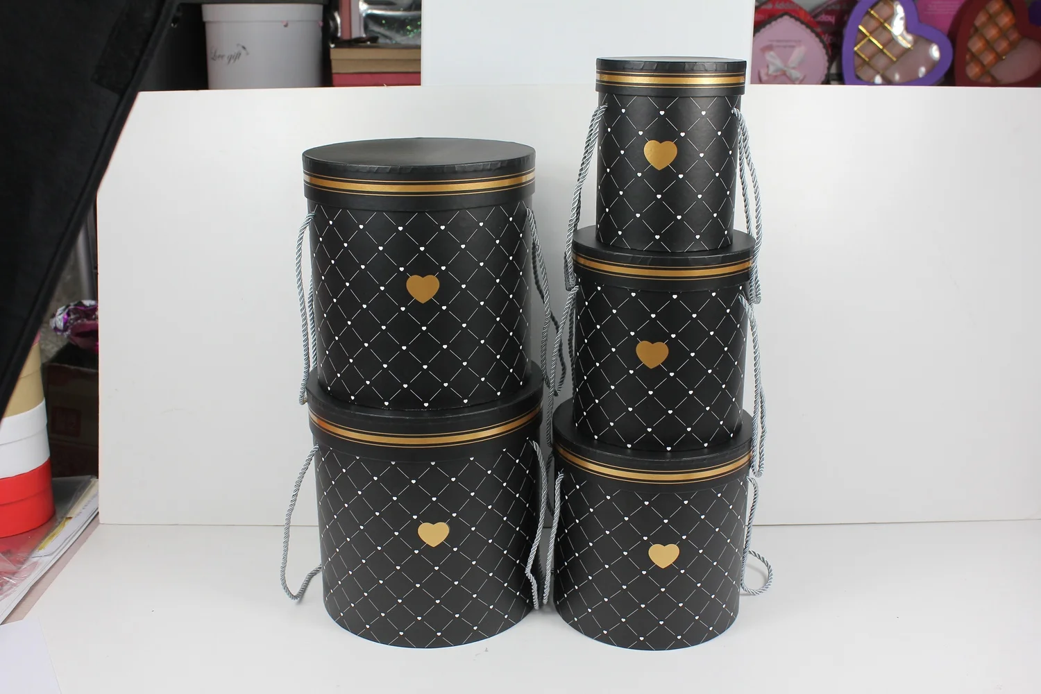 Круглая коробка для шляп цветов картонная водонепроницаемая упаковка букета и Подарочная бумага розы 5 комплектов картон