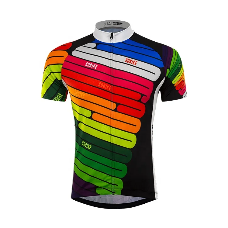 Custom made sublimation printing colorful cycling jersey unisex pro team bike attire outfit kit bicycle shirts top custom logo