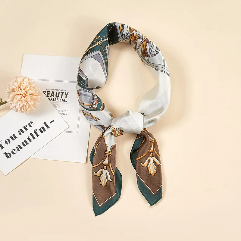 100% Silk Scarves Printing Service Designer foulard en soie Women Square Custom Silk Scarf with Logo