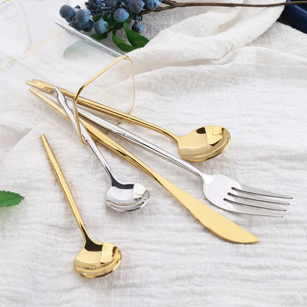 Manufacturer party high quality luxury knife spoon fork 4pcs stainless steel flatware gold cutlery set