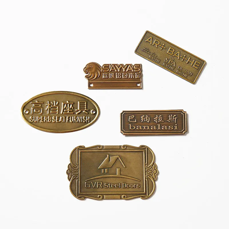 Production of metal bronze furniture merchant signs electroplated die-cast anti-theft door copper signs wholesale