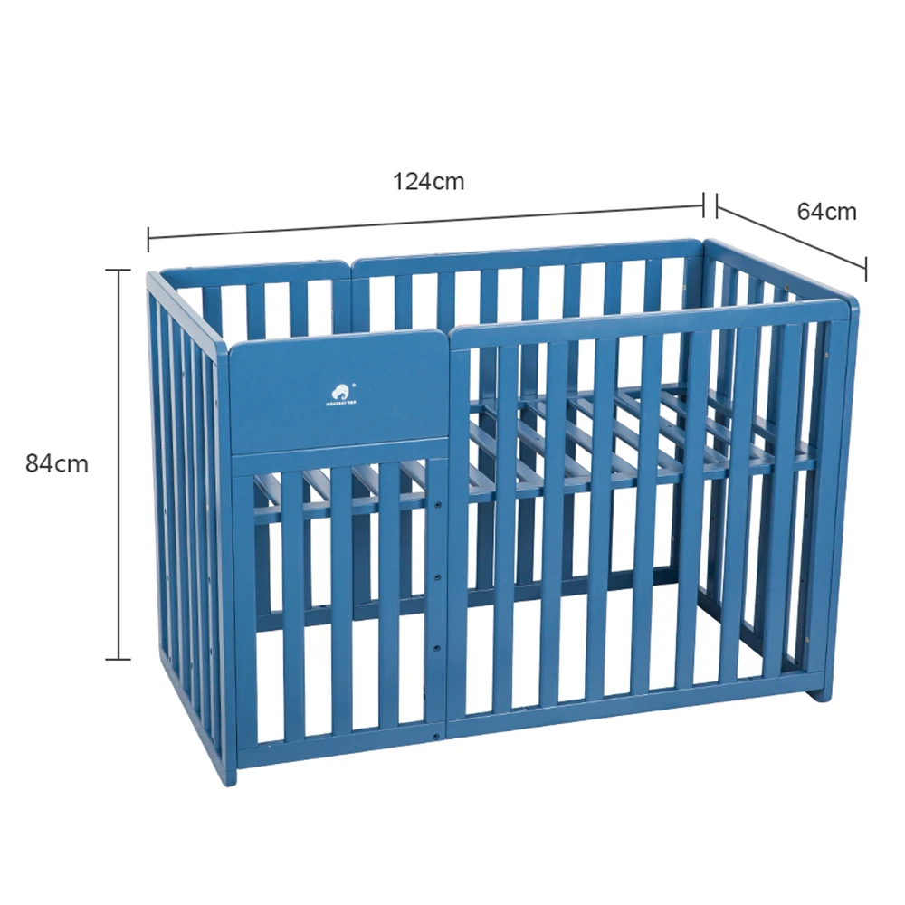 Hot Sale Multi-functional 4 in 1 Baby Bed Children Wooden Infant Cot Bed Blue Baby Crib wood baby cot crib