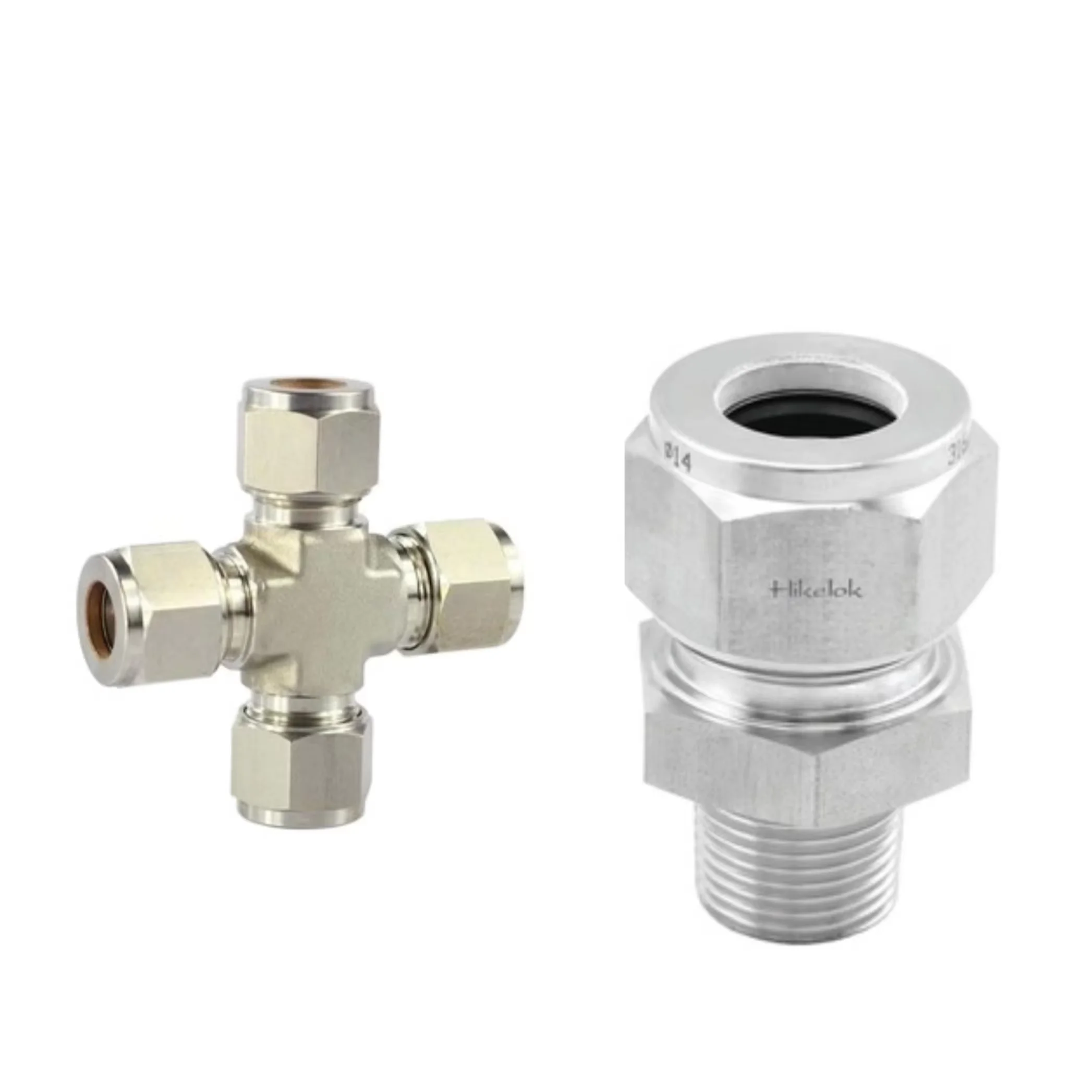 Swagelok type tube fittings stainless steel compression fittings  1/4' 1/2' OD 4-way tube connector cross