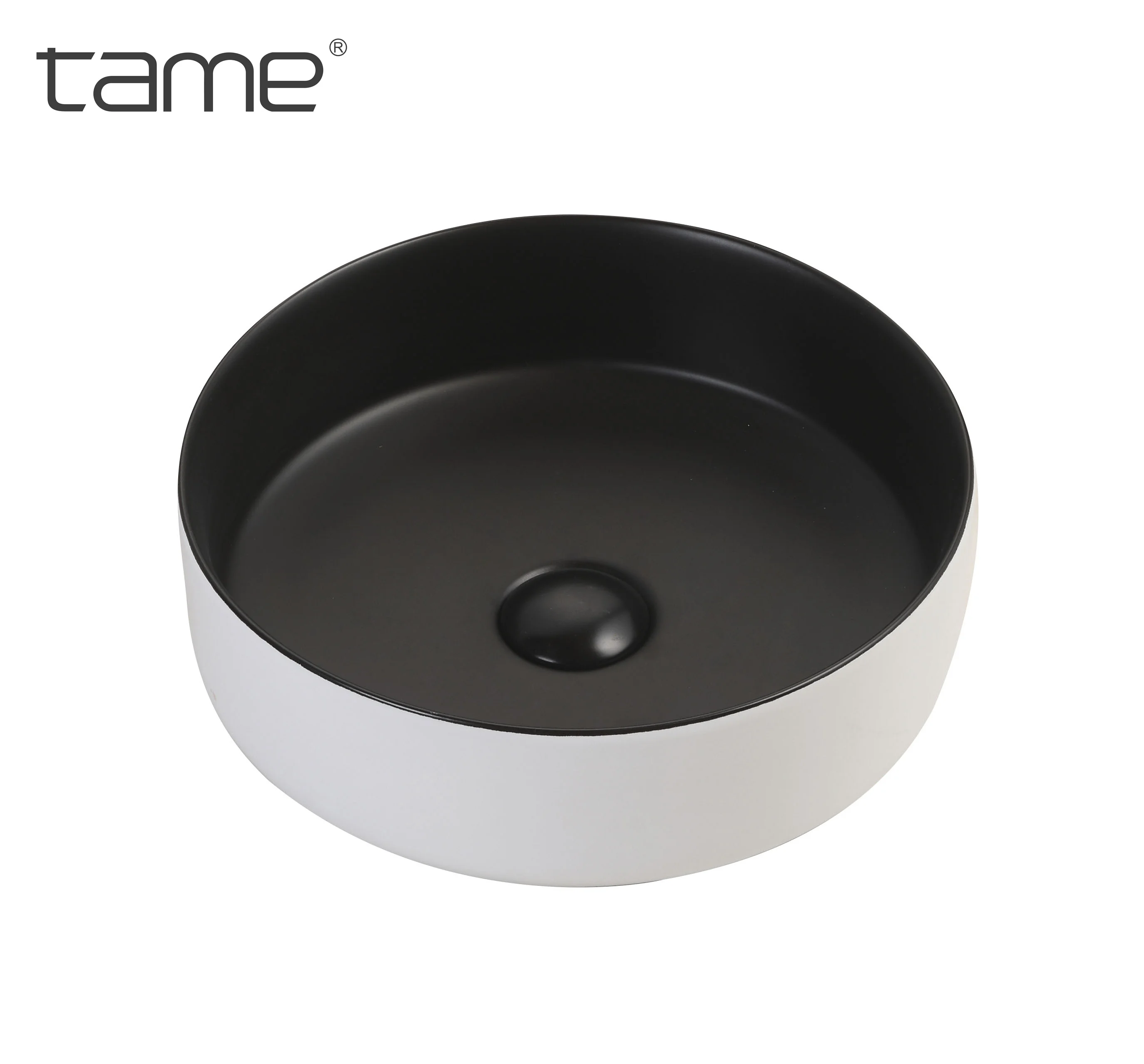 TAME PZ6202-15 Sanitary Ware Black Color Bathroom Round Wash Hand Overlaying Basin Face Wash Round Sink For Hotel