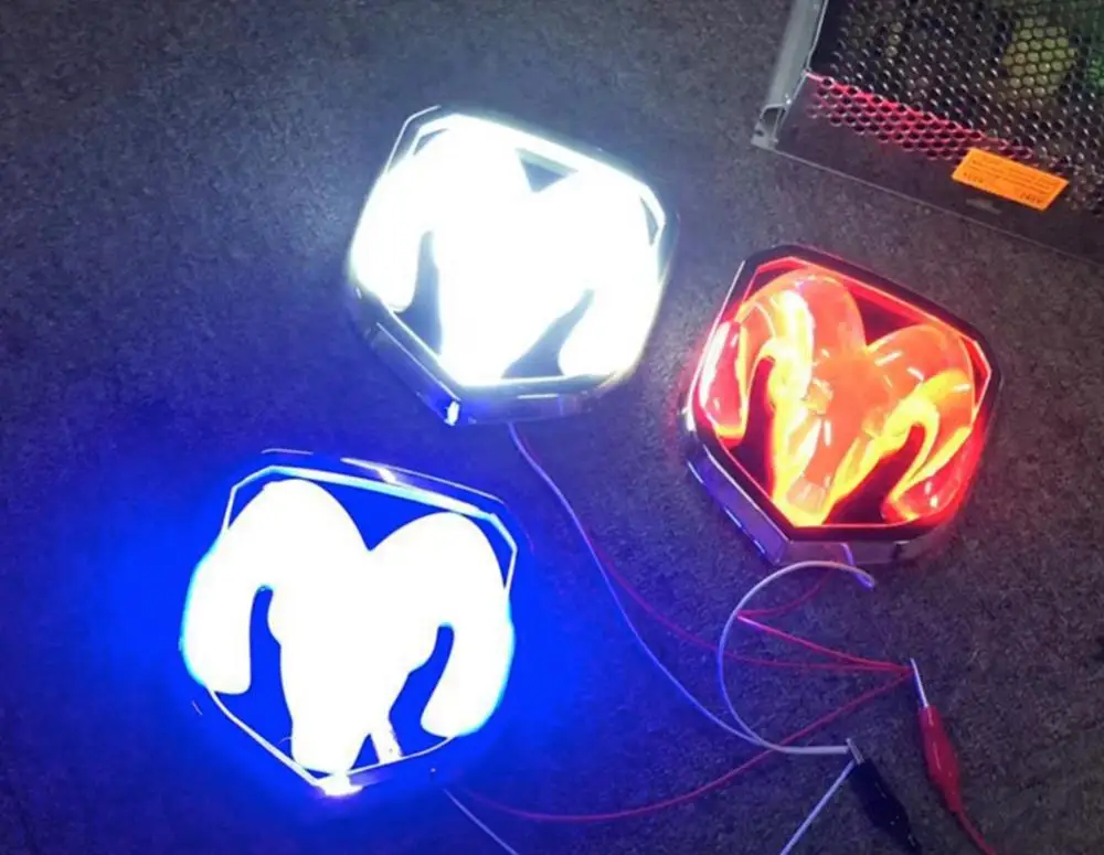 Head Blue/Red/White LED Light Rear Tailgate Emblem for Ram 1500 2500 3500