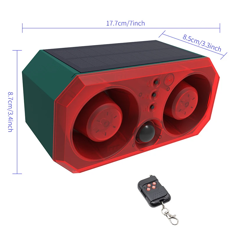 High Quality & Best Price Solar Alarm Double Horn Alarm Light Infrared Sensing Animal Repeller