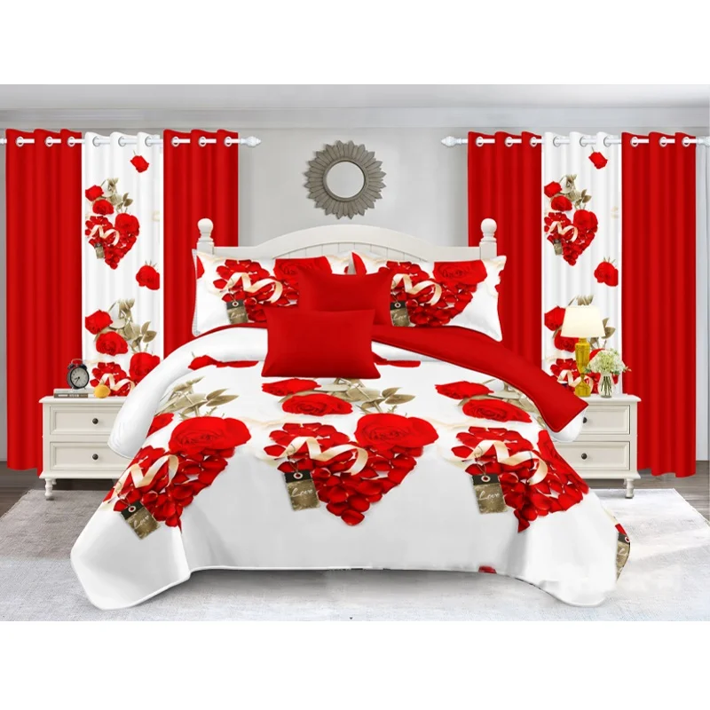 2023 new African Style Custom Multi Queen 10pcs Polyester Sheet And Curtain Matching Set curtain bedding set