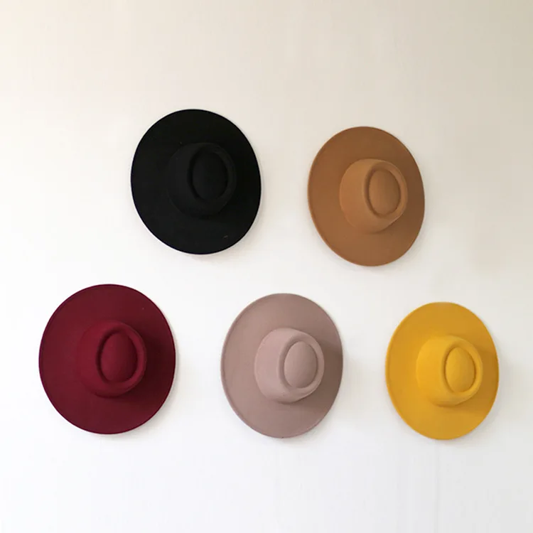 Wholesale custom 2022 Fashion Women And Men Fedora Hats 9.5 cm Wide Brim Round Top Vintage Jazz Fedora Hats