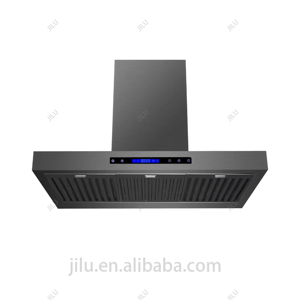 Commercial Customizable 430 Stainless Steel PVD Coating Range Hood Electric Wall-Mounted Kitchen Exhaust Hood US Plug Vented