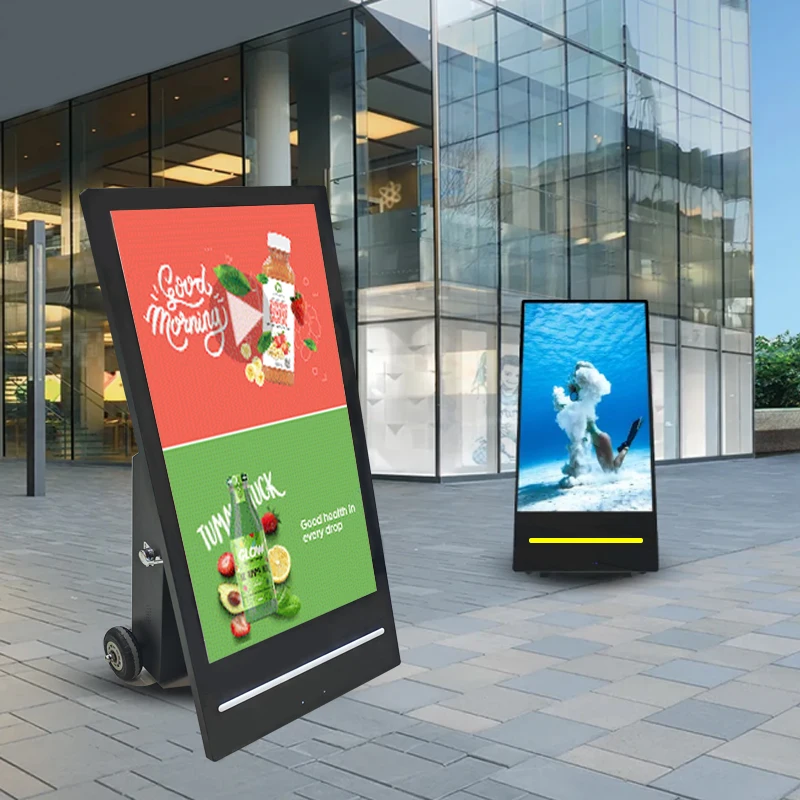 Outdoor 32inch Lcd Portable Advertising board High Brightness 1800 nit Waterproof Movable Kiosk Foldable Battery Digital Signage