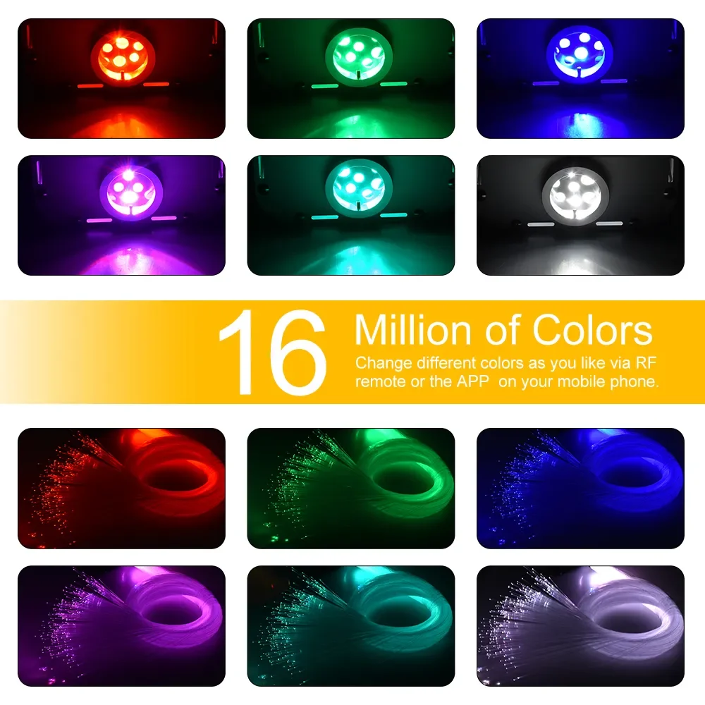 Bluetooth App Control RGBW 50W Twinkle Fiber Optic Light Engine Fiber Optic Star Ceiling Light for Car Home Interior Decoration