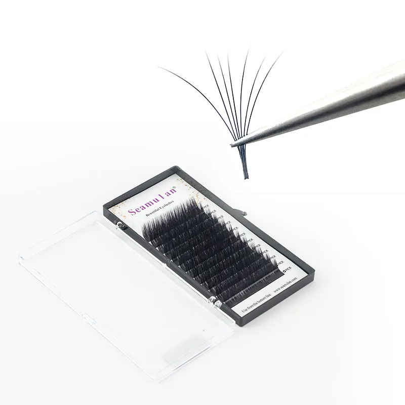 Hot selling Auto Bloom DD Curl Russian Lashes Matte Black Easy Fan Fast Fan Self Fanning Volume Extension Eyelashes