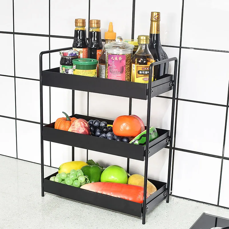 Kitchen Supplies Portable Storage Rack Double Layer Metal Iron Paint Kitchen Seasoning Rack