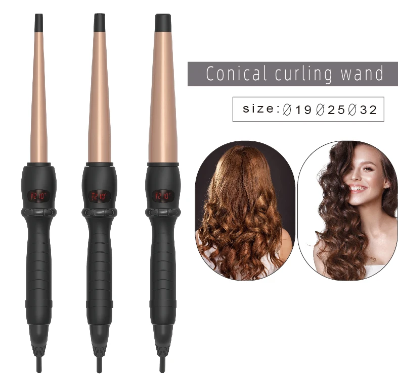 CE ROHS Professional Hair Curly Iron Tourmaline Ceramic Electric Curling Iron Conical Curling Wand  Hair Curler