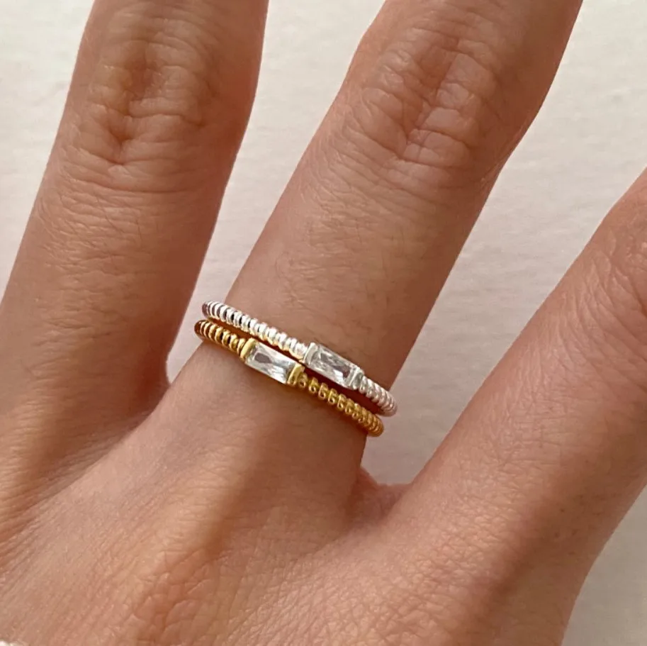 Wholesale Fashion 925 Sterling Silver Zircon Ring 18K Gold Plated 925 Silver Jewelry