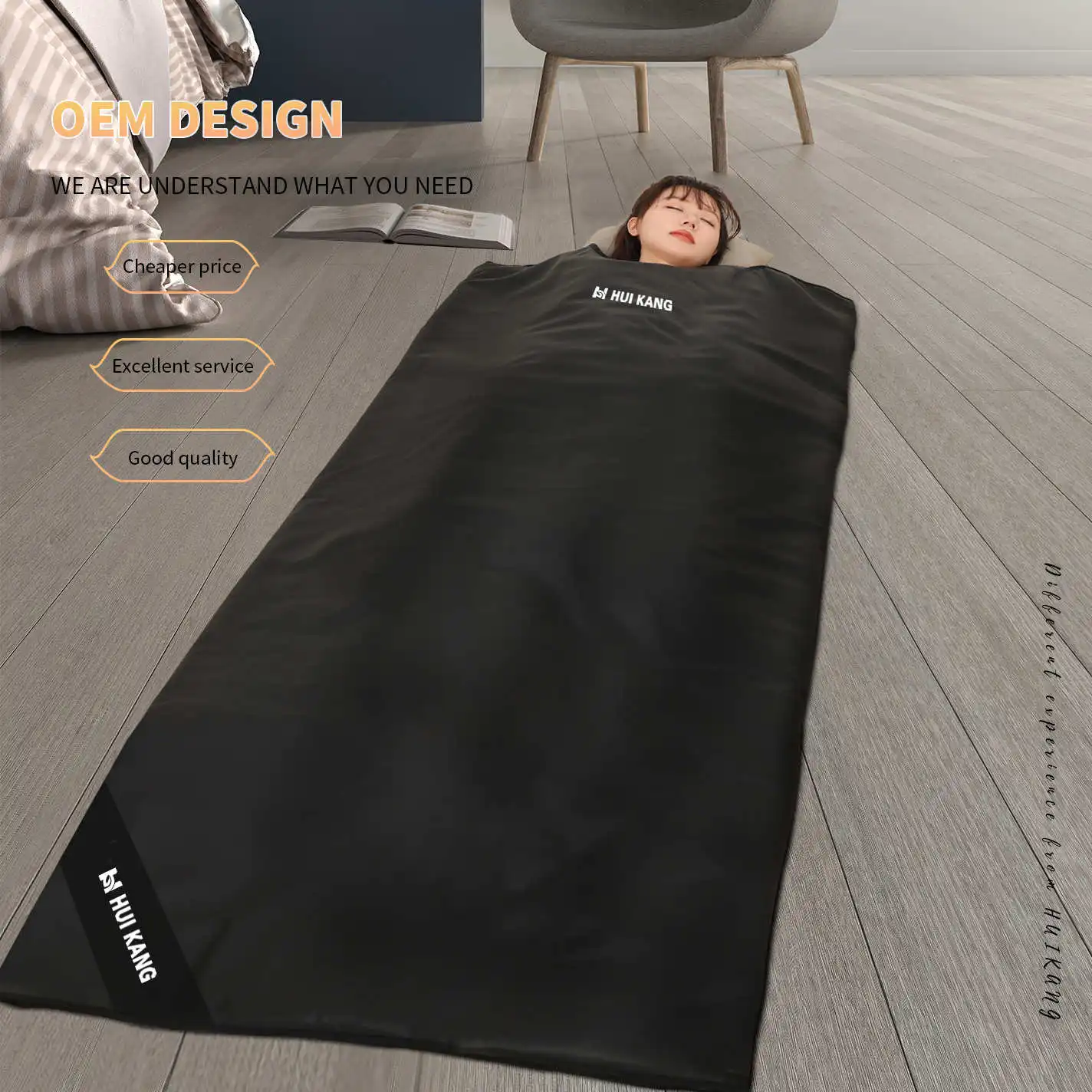 Huikang Detox Slim Spa Far Infrared Ray Sauna Blanket Zipper Infrared Thermal Sauna Blanket For Weight Loss And Pain Relief