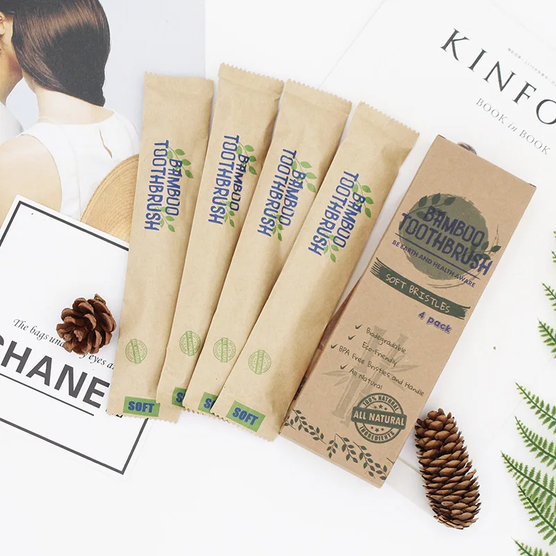 Factory Eco-Friendly Travel portable natural bamboo toothbrush 100% Biodegradable Bamboo Bristle Toothbrush Carbon