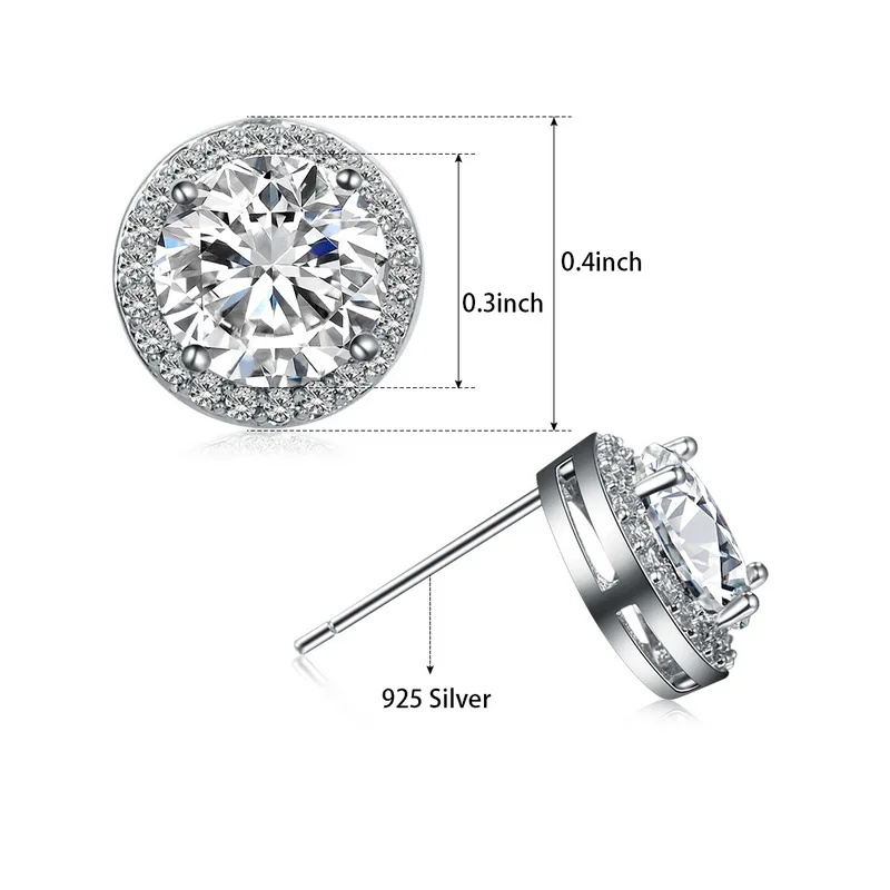 Weiman Jewelry High Quality Classic Halo 8MM Brilliant Round Cut Cubic Zirconia CZ Stud Earring For Women