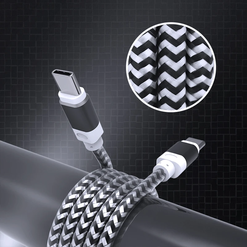 От китайского OEM ODM производителя анти-брейк 1m 2m 3M usb кабель с нейлоновой оплеткой с металлическим наконечником с фактурой данных usb кабель для быстрой передачи данных type-C type C кабель для Android