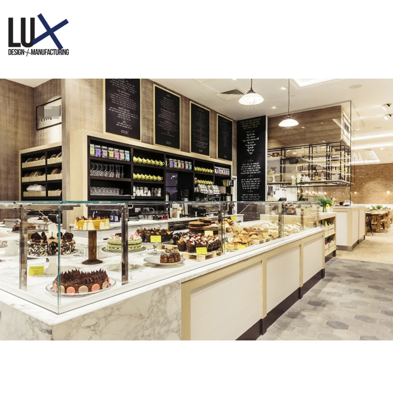 New Arrival Food Grade Aluminum Shelf Interior Design Service Bakery Equipment Bread Food Shop