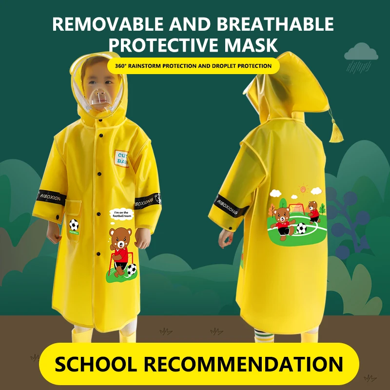High Quality Eco-friendly EVA Comfortable Kids Waterproof Raincoat Wholesaler Cartoon RAINWEAR Rain Coat Waterproof Poncho