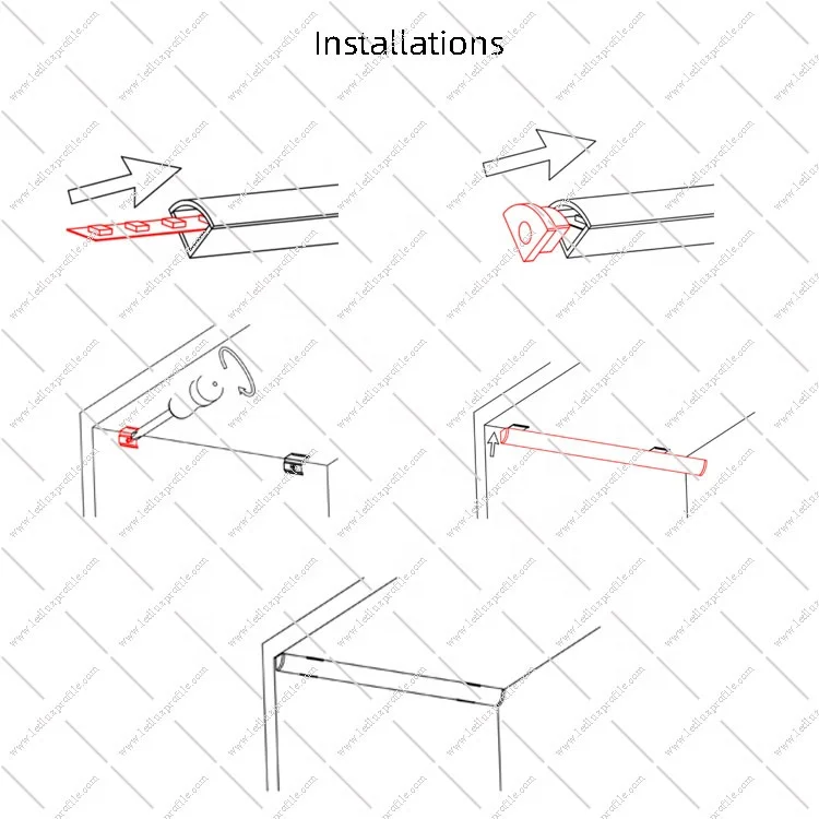 ALP026 Corner Mounted 11x11mm Plastic LED Strip Profile for kitchen cabinet