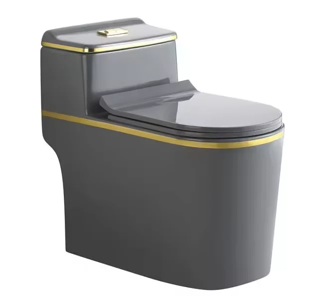 Modern Chinese Bathroom water closet commode ceramic one piece wc toilets black gold toilet bowl