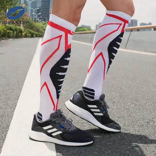 Professional sports compression socks outdoor marathon running socks terry bottom high elastic calf long tube compression socks