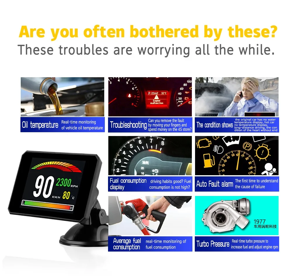 Бортовой компьютер P16 OBD головой вверх дисплей Автомобильный цифровой OBD вождения дисплей спидометр