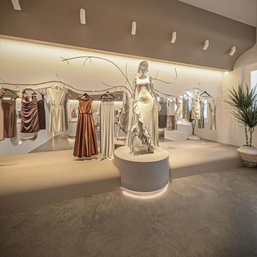 Cream Clothing Store Furniture Garment Display Women Clothing Shop Interior Design Furniture Designed for Clothing Store