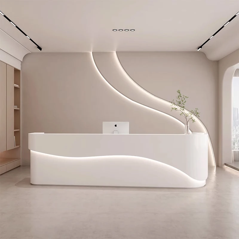 Minimalist White High Quality Reception Desk for Office Clinic Hospital Reception Counter Table for Coffe Shop