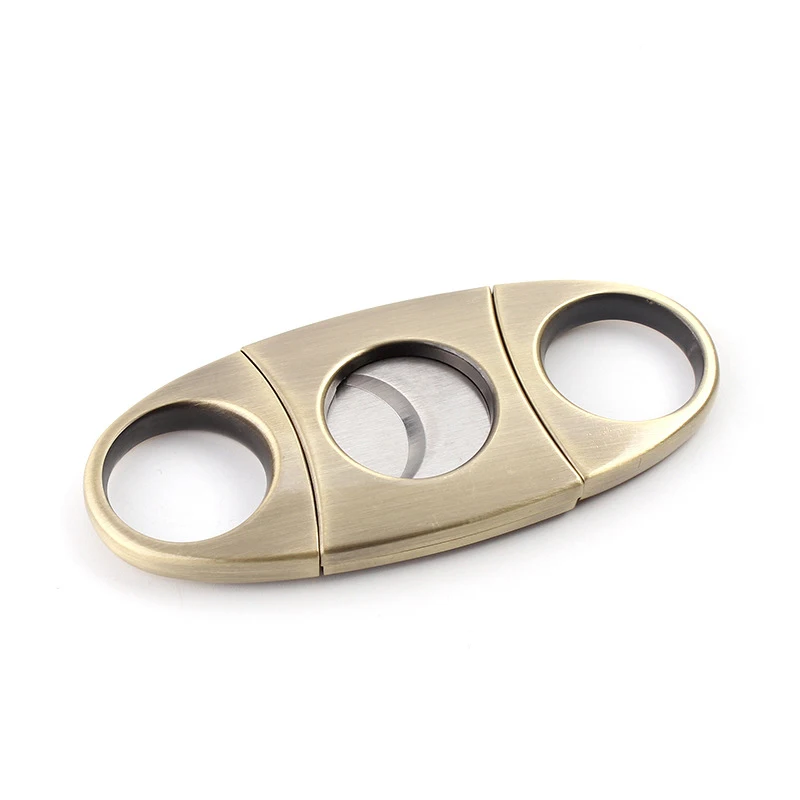 Manufacturer Ready To Ship Silver Round Stainless Steel Metal Handle Double Edge Cigar Knife