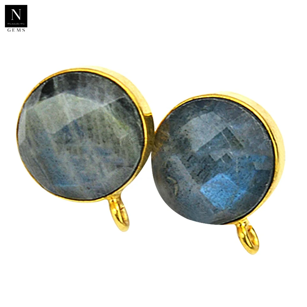 24k Gold Plated Natural Gemstone Brass Earrings Post Set Studs Loop Open Bail Earrings For Woman Ear Studs Wholesale Jewelry Diy