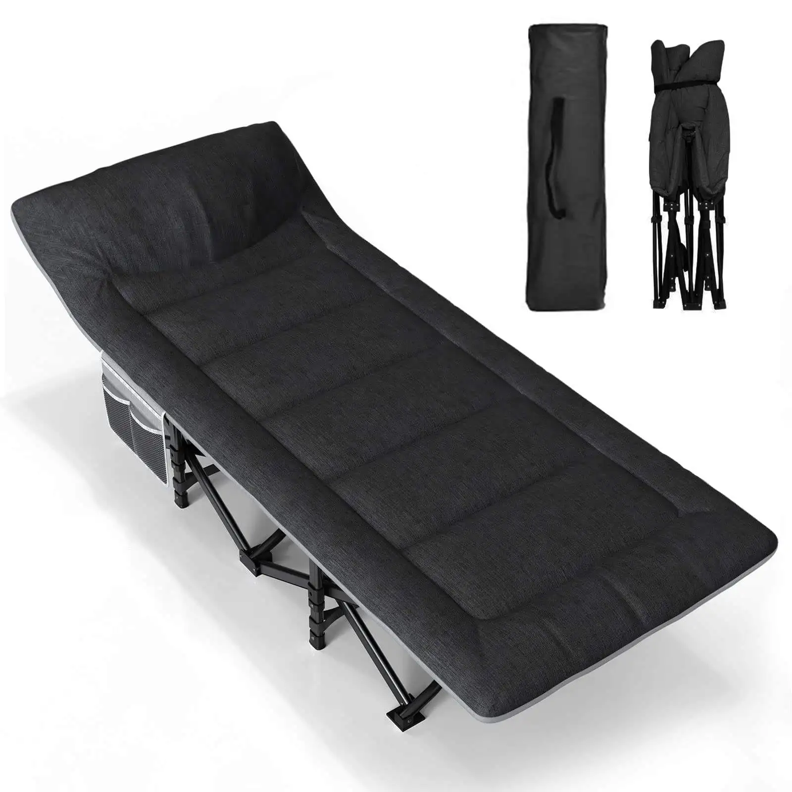 Premium Modern Design Folding Cots with Luxurious Memory Foam Mattress Steel Frame for Outdoor Camping & Hospital Use