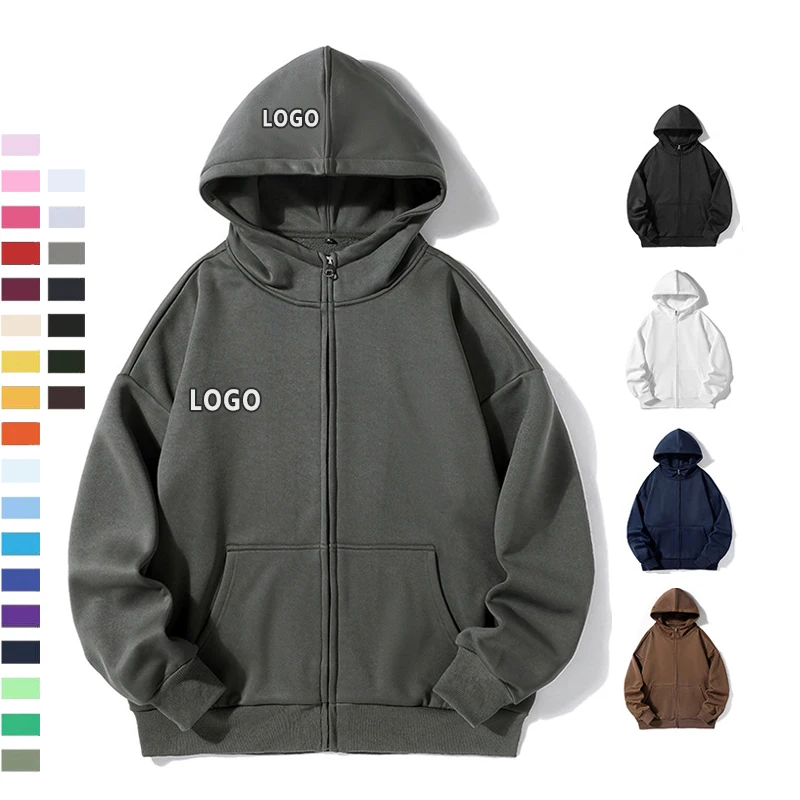 Custom Heavyweight Pullover Zipper Printing 100% Cotton Hoodie Zip Up Hoodie