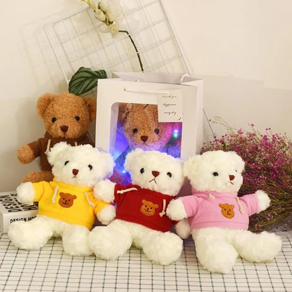 
30cm Baby Bear Plush Toy Stuffed Doll Toys LED Bag Package Lovely Birthday Gifts Children Girls Home Decorations Soft Toys 