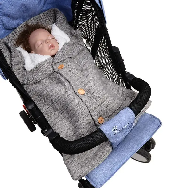 
Winter Baby Stroller Sleeping Bag Newborn Cotton Cable Baby Wrap Swaddle Knitted Toddler Baby Sleeping Bag 