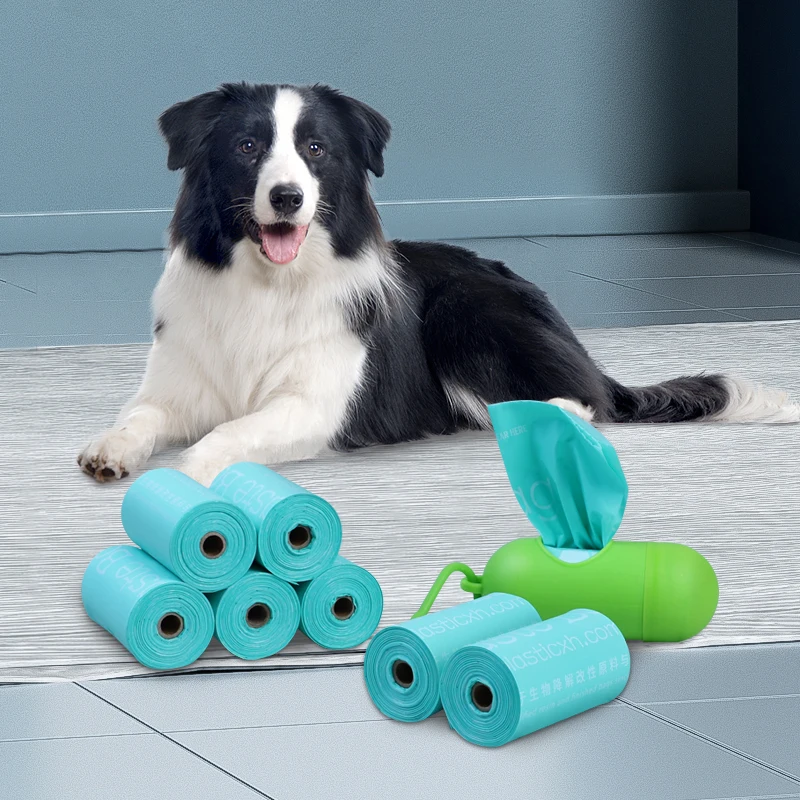 Compostable biodegradable corn starch eco friendly pet waste doggy dog leash with poop bag holder